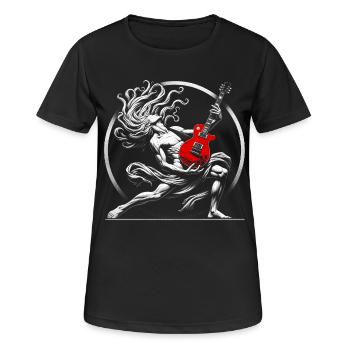Mythischer Gitarrengott Illustration - Frauen T-Shirt atmungsaktiv - Schwarz - Vorne - AI Model Female 172 light (172cm)