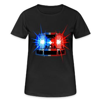 Blaulicht Sirene – Notfallwarnsystem - Frauen T-Shirt atmungsaktiv - Schwarz - Vorne - AI Model Female 172 light (172cm)