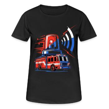 Feuerwehrauto mit Sirene - Frauen T-Shirt atmungsaktiv - Schwarz - Vorne - AI Model Female 172 light (172cm)