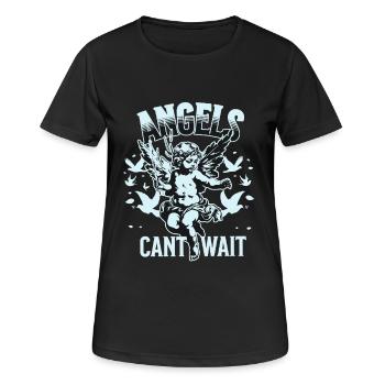 T-shirt Angel Unisexe Angels Can’t Wait VintageTee - T-shirt respirant Femme - noir - Devant - AI Model Female 172 light (172cm)