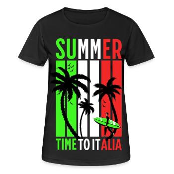 T-shirt d’été unisexe surfeur plage design Italie - T-shirt respirant Femme - noir - Devant - AI Model Female 172 light (172cm)