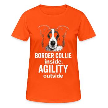 Border Collie Agility Dog Sport Dicton - T-shirt respirant Femme - orange néon - Devant - AI Model Female 172 dark (172cm)