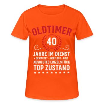 Anniversaire de l’entreprise 40 ans Anniversaire - T-shirt respirant Femme - orange néon - Devant - AI Model Female 172 dark (172cm)
