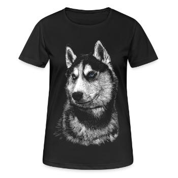 Husky - Frauen T-Shirt atmungsaktiv - Schwarz - Vorne - AI Model Female 172 light (172cm)