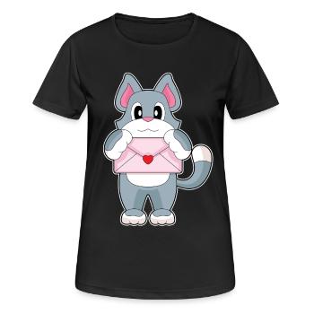 Katze Liebesbrief - Frauen T-Shirt atmungsaktiv - Schwarz - Vorne - AI Model Female 172 light (172cm)