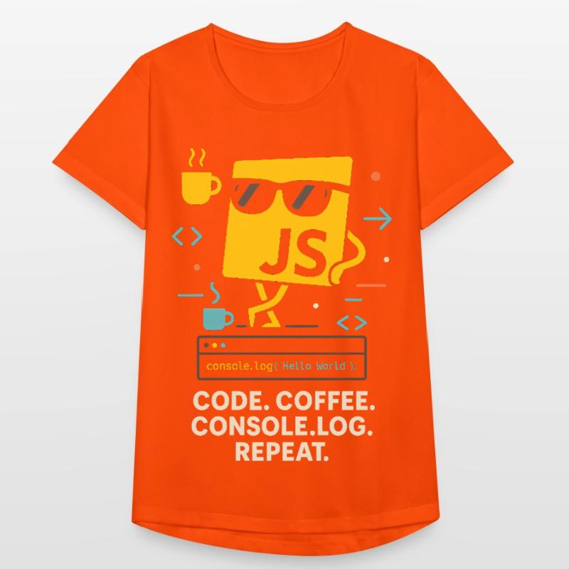 Code Coffee Console.log Répéter le programme JavaScript T-shirt respirant Femme