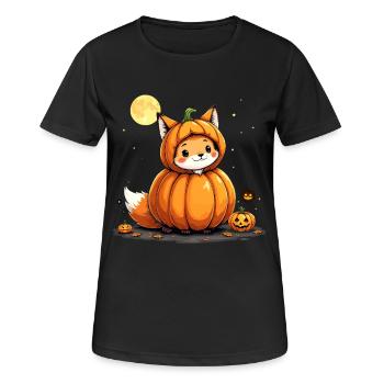 Kürbisfuchs Spuk yip! - Frauen T-Shirt atmungsaktiv - Schwarz - Vorne - AI Model Female 172 light (172cm)