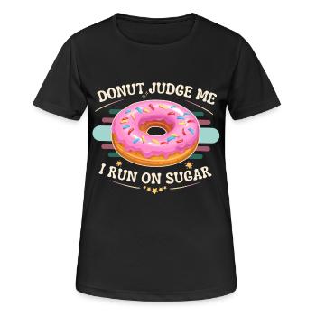 Rétro rose beignet pépites Jugez-moi Je cours sur du sucre - T-shirt respirant Femme - noir - Devant - AI Model Female 172 light (172cm)