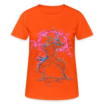 Samurai Sakura Tornado Japon - T-shirt respirant Femme - orange néon - Devant - AI Model Female 172 dark (172cm)