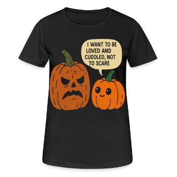 Duo de citrouilles d’Halloween câlins - T-shirt respirant Femme - noir - Devant - AI Model Female 172 light (172cm)