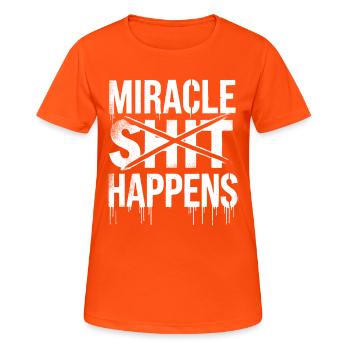 Miracle Shift Happen Motivational Design - Frauen T-Shirt atmungsaktiv - Neonorange - Vorne - AI Model Female 172 dark (172cm)