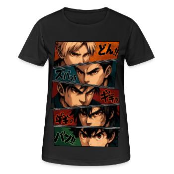 Intensive Anime-Silhouetten – Squad - Frauen T-Shirt atmungsaktiv - Schwarz - Vorne - AI Model Female 172 light (172cm)