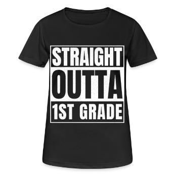 STRAIGHT OUTTA First Grade - Women's Breathable T-Shirt - black - Front - AI Model Female 172 light (172cm)