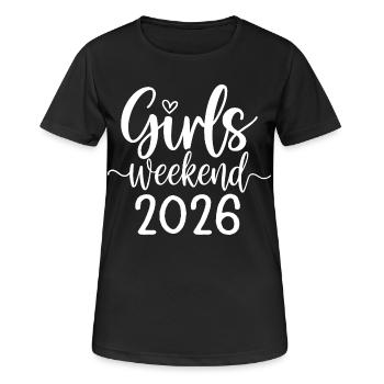 Lettrage du week-end des filles 2026 - T-shirt respirant Femme - noir - Devant - AI Model Female 172 light (172cm)