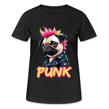 Punk Carlin avec mohawk et veste en cuir pour - T-shirt respirant Femme - noir - Devant - AI Model Female 172 light (172cm)