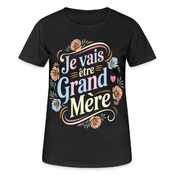 Blumenmuster mit Zitat der zukünftigen Großmutter - Frauen T-Shirt atmungsaktiv - Schwarz - Vorne - AI Model Female 172 light (172cm)
