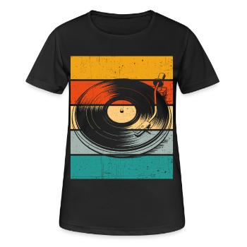 Platine vinyle rétro - T-shirt respirant Femme - noir - Devant - AI Model Female 172 light (172cm)