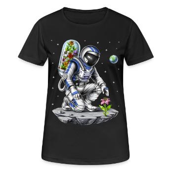 Weltraumastronaut Botaniker - Frauen T-Shirt atmungsaktiv - Schwarz - Vorne - AI Model Female 172 light (172cm)