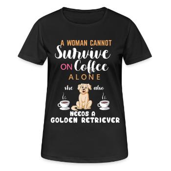 Women’s Coffee Love Cheerful Golden Retriever - Women's Breathable T-Shirt - black - Front - AI Model Female 172 light (172cm)