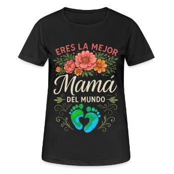 Du bist die beste Mama der Welt mit Baby Feet - Frauen T-Shirt atmungsaktiv - Schwarz - Vorne - AI Model Female 172 light (172cm)