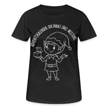 Calendrier de l’Avent : Le contenu compte. Surtout! - T-shirt respirant Femme - noir - Devant - AI Model Female 172 light (172cm)