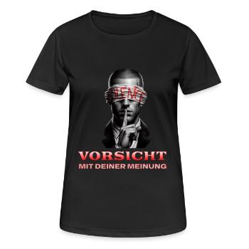 Vorsicht, Subtile Botschaft mit Augenbinde - Frauen T-Shirt atmungsaktiv - Schwarz - Vorne - AI Model Female 172 light (172cm)