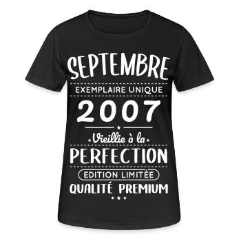 18th Birthday - September 2007 Perfection - Women's Breathable T-Shirt - black - Front - AI Model Female 172 light (172cm)