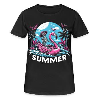 Summer Flamingo Puddle Skeleton - Women's Breathable T-Shirt - black - Front - AI Model Female 172 light (172cm)