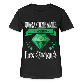 Smaragd Hochzeit 40 Jahre Paar - Frauen T-Shirt atmungsaktiv - Schwarz - Vorne - AI Model Female 172 light (172cm)