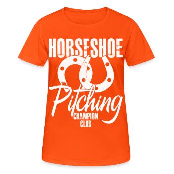 Horseshoe pitching - Women's Breathable T-Shirt - neon orange - Front - AI Model Female 172 dark (172cm)
