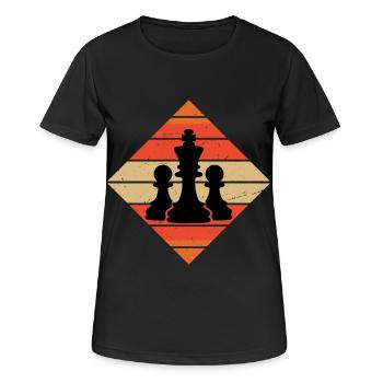 Retro Vintage Chess - Frauen T-Shirt atmungsaktiv - Schwarz - Vorne - AI Model Female 172 light (172cm)