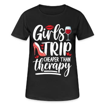 Voyage entre filles avec un motif de vin - T-shirt respirant Femme - noir - Devant - AI Model Female 172 light (172cm)