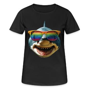 requin requin tigre requin plongeur requins mignons grand requin blanc - T-shirt respirant Femme - noir - Devant - AI Model Female 172 light (172cm)