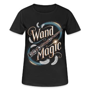 Wandmagie Zauberstab Design - Frauen T-Shirt atmungsaktiv - Schwarz - Vorne - AI Model Female 172 light (172cm)