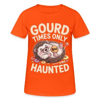 Cute hedgehog with Halloween motif - Women's Breathable T-Shirt - neon orange - Front - AI Model Female 172 dark (172cm)