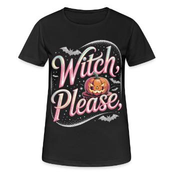 Motif citrouille sorcière d'Halloween - T-shirt respirant Femme - noir - Devant - AI Model Female 172 light (172cm)