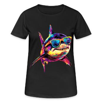 requin requin tigre requin plongeur requins mignons grand requin blanc - T-shirt respirant Femme - noir - Devant - AI Model Female 172 light (172cm)