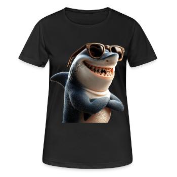 requin requin tigre requin plongeur requins mignons grand requin blanc - T-shirt respirant Femme - noir - Devant - AI Model Female 172 light (172cm)