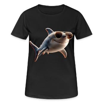 requin requin tigre requin plongeur requins mignons grand requin blanc - T-shirt respirant Femme - noir - Devant - AI Model Female 172 light (172cm)