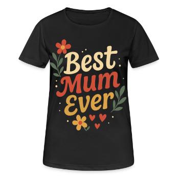 Design Mère Parfaite avec Fleurs et Cœurs - T-shirt respirant Femme - noir - Devant - AI Model Female 172 light (172cm)