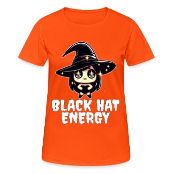 BLACK HAT ENERGY - WITCH HALLOWEEN - Women's Breathable T-Shirt - neon orange - Front - AI Model Female 172 dark (172cm)