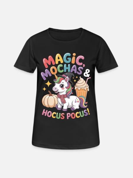 Magischer Einhorn Halloween Spaß - Frauen T-Shirt atmungsaktiv - Schwarz
