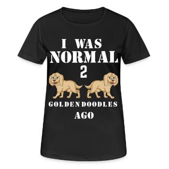 Whimsical Golden Doodle Humor T-Shirt - Women's Breathable T-Shirt - black - Front - AI Model Female 172 light (172cm)