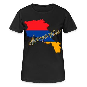 Karte von Armenien, Flagge Armeniens - Frauen T-Shirt atmungsaktiv - Schwarz - Vorne - AI Model Female 172 light (172cm)