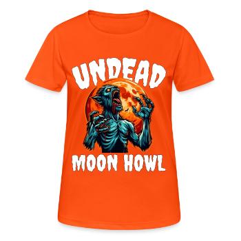 UNDEAD MOON HOWL - ZOMBIE HALLOWEEN - Women's Breathable T-Shirt - neon orange - Front - AI Model Female 172 dark (172cm)