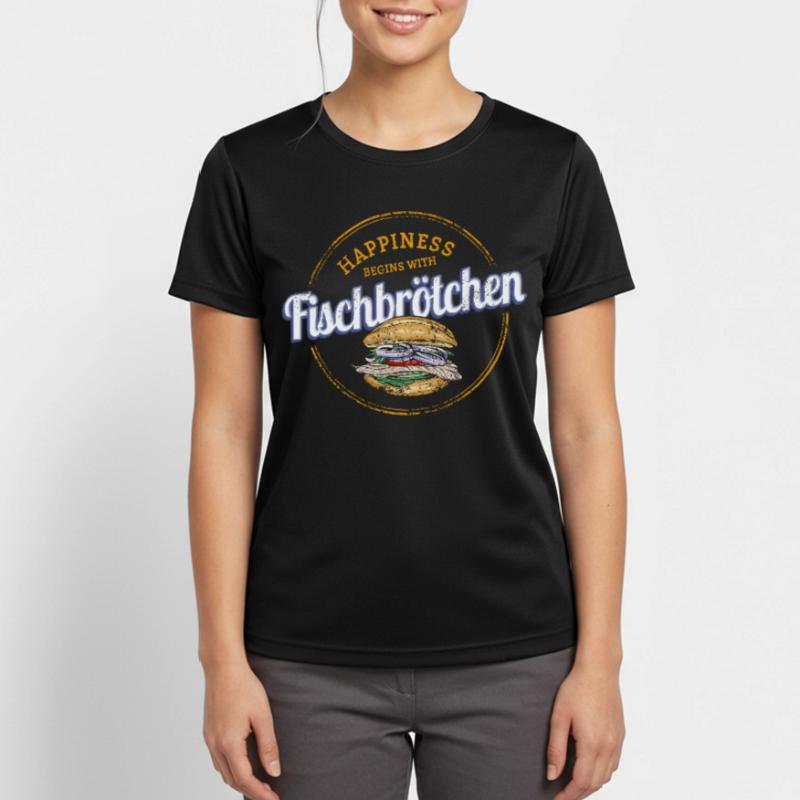 Fischbrötchen mit Matjes oder Bismarckhering Frauen T-Shirt atmungsaktiv