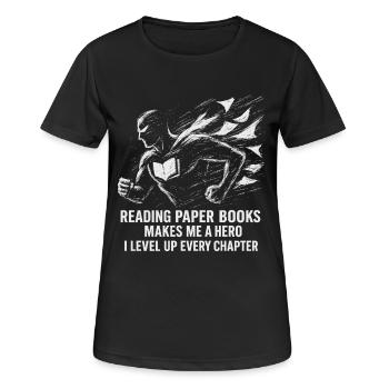 Heroischer Buchliebhaber Illustration - Frauen T-Shirt atmungsaktiv - Schwarz - Vorne - AI Model Female 172 light (172cm)