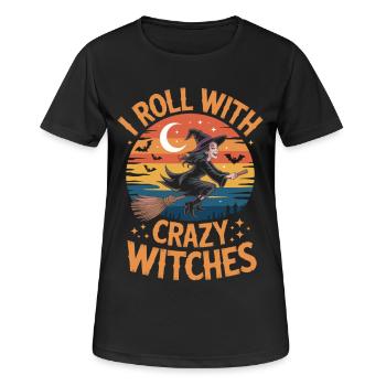 Hexenflug Zauberwald halloween kostüm  - Frauen T-Shirt atmungsaktiv - Schwarz - Vorne - AI Model Female 172 light (172cm)