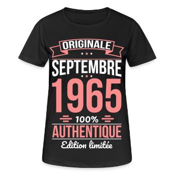 60th Birthday - Original - August 1965 - Women's Breathable T-Shirt - black - Front - AI Model Female 172 light (172cm)