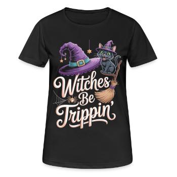Magical witch with black cat - Women's Breathable T-Shirt - black - Front - AI Model Female 172 light (172cm)